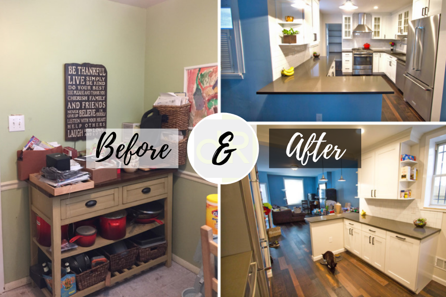 White Shaker Transitional Kitchen Remodel Before & After dRemodeling Philadelphia